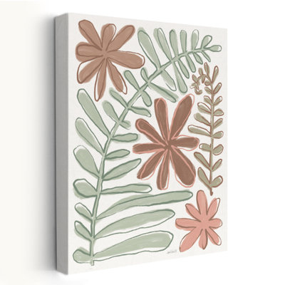 Fougère et lignes florales modernes brun crème moderne