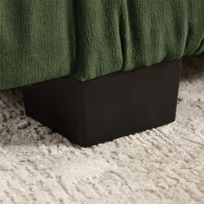 Canapé d'angle modulaire 4 places en chenille à détails froncés, 2 poufs amovibles, mousse haute densité, coussins de dossier épais en forme de L, montage facile, pour salon et chambre.