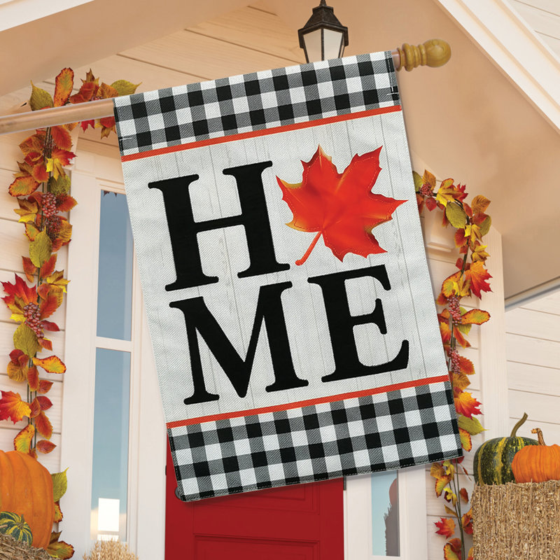 Fall Home Burlap House Flag