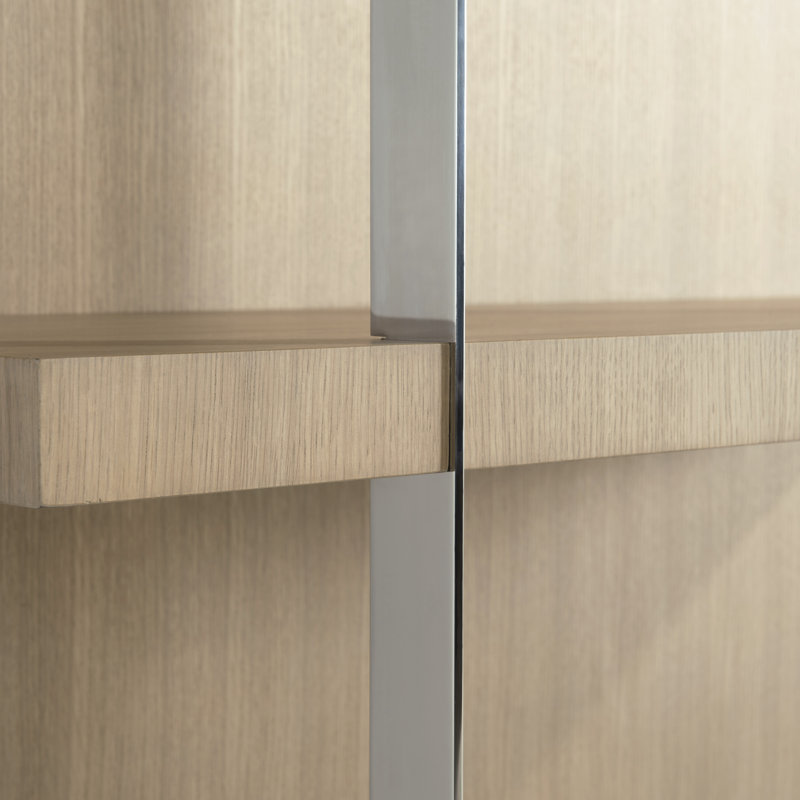 Sahara Brown Oak and Stainless Steel Etagere Bookcase