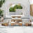 4-Piece Outdoor Teak Patio Sofa Set with Sintered Stone Coffee Table