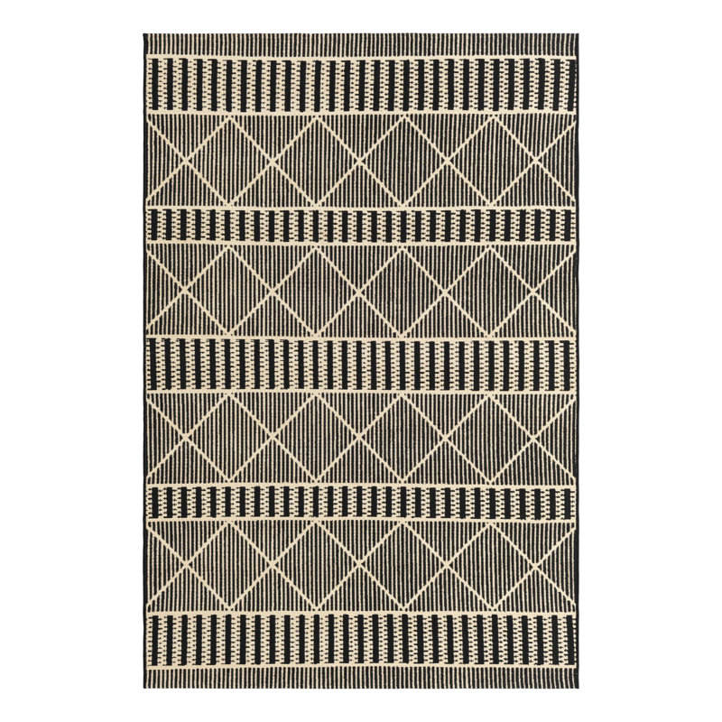 Black Dalyan Indoor/Outdoor Trellis Rug, Rectangle 5'3" x 8'