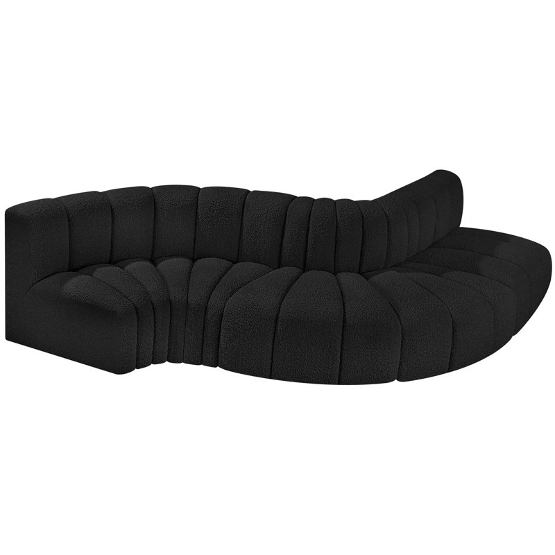 Canapé et méridienne Hiu, Tissu bouclé noir