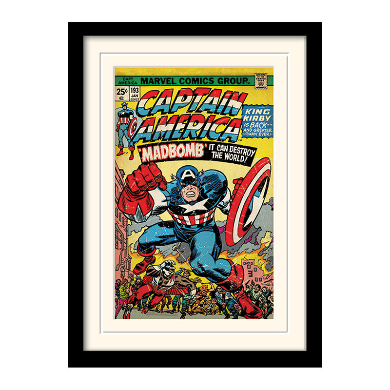 Captain America Madbomb Graphic Art Print, Linen, 80cm H x 60cm W