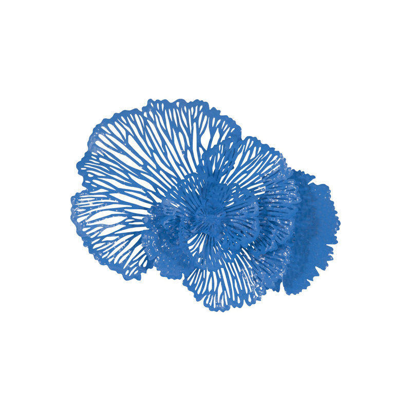Medium Blue Metal Flower Wall Art Decor