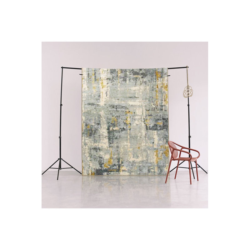Tapis bleu délavé à motif abstrait et créatif, Sous-tapis rectangulaire 5 pi 1 po x 7 pi 7 po inc