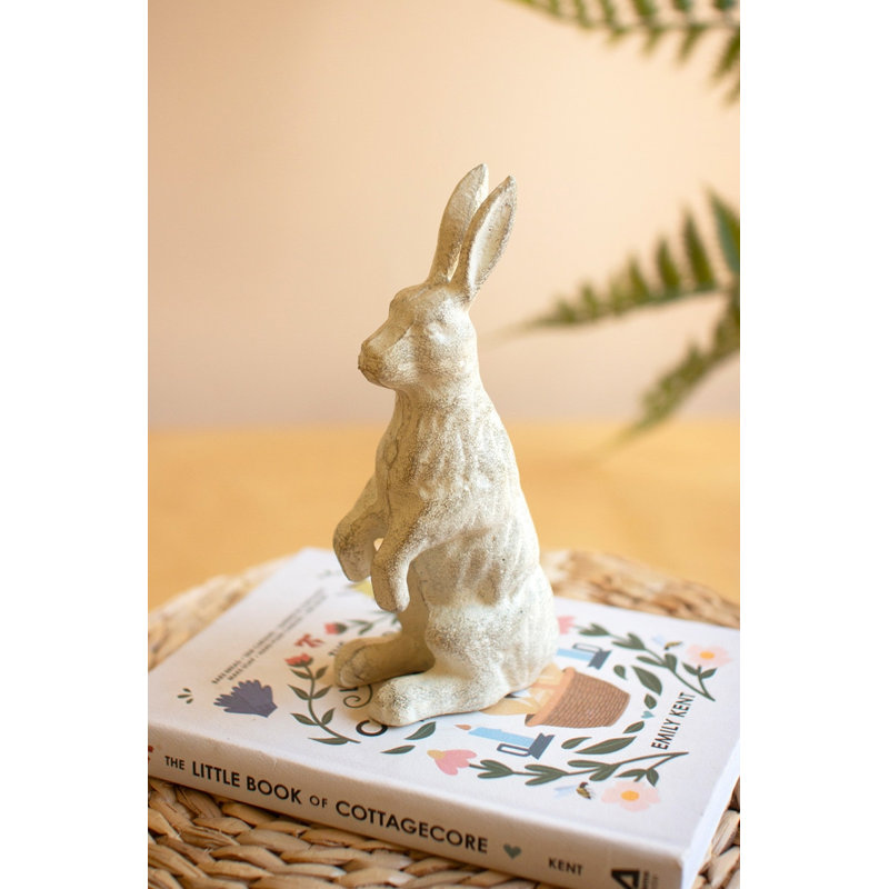 Rustic Cast Iron Standing Rabbit Garden Figurine