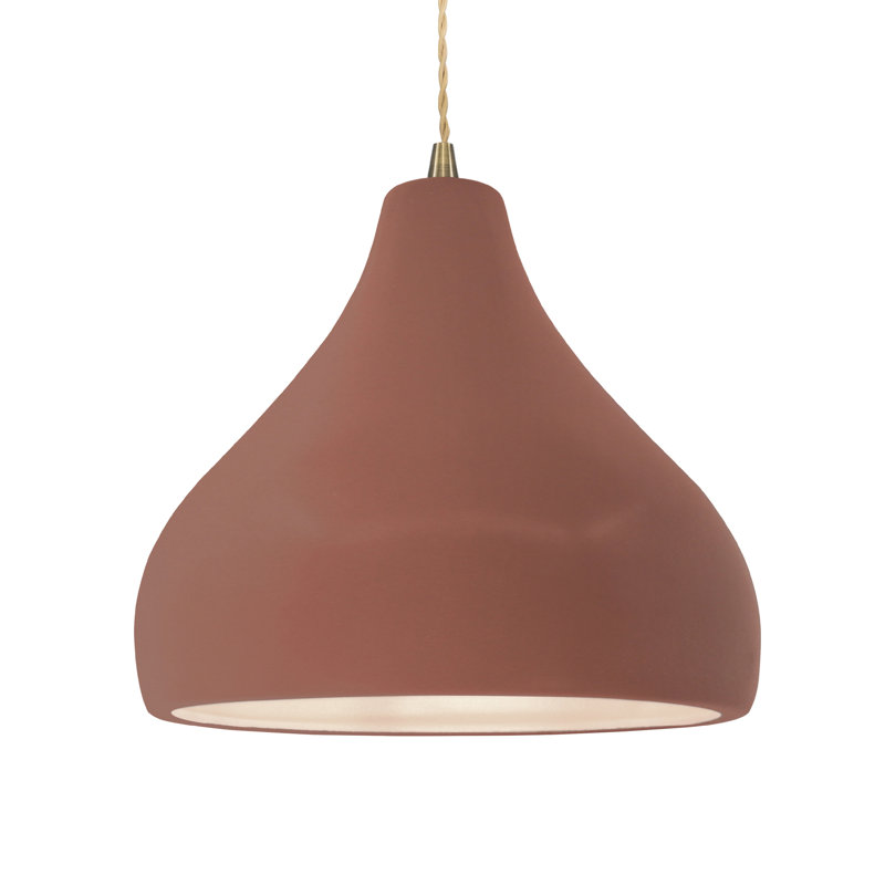 Luminaire suspendu à 1 lumière Meydan, Argile du Canyon, Laiton antique, H 9,5 po x l 13,5 po x P 13,5 po