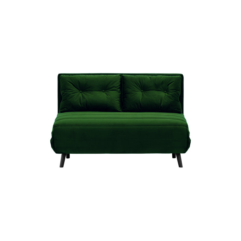 Donald 2 Seater Sofa Bed,  78cm H X 142cm W X 90cm D, Dark Green, Black