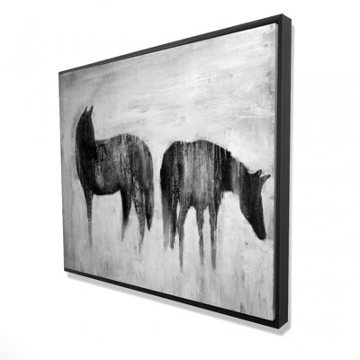 Chevaux, silhouettes dans la brume - Toile abstraite, décoration intérieure