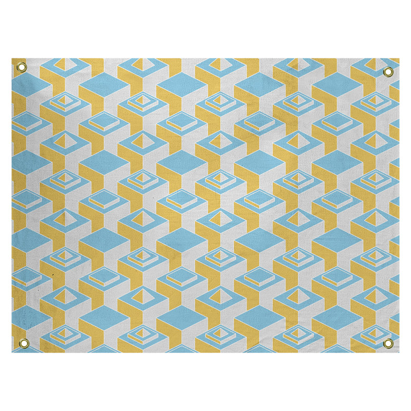 Jordao Machine Tapestry, 59" H x 80" W, Yellow/Teal