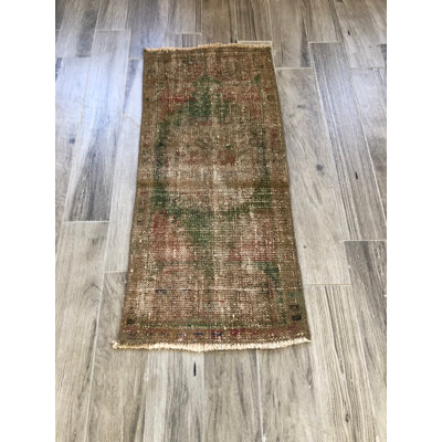 Vintage Green Oushak Rug: Small Eclectic Bohemian Office Decor with Natural Oriental Accents