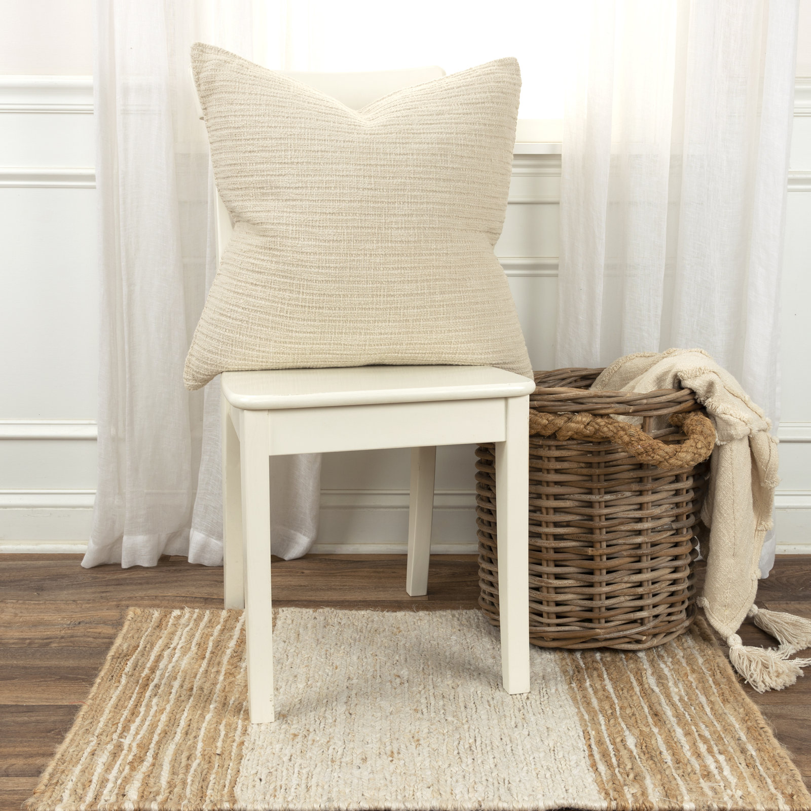 Cotton Throw Pillow, Natural