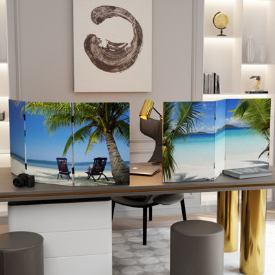 Kight Beach Vacation Canvas Room Divider