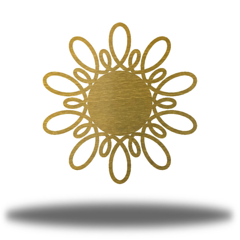 Décoration murale tourbillon de soleil en métal, Or, H 24 po x l 24 po x P 0,06 po