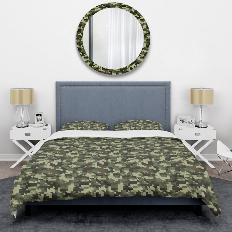 Ensemble de housse de couette en microfibre vert / brun 3 pièces
