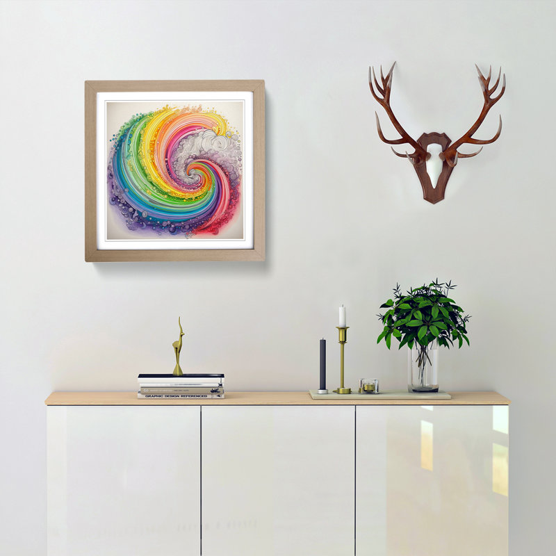 Rainbow Drawing No.1 - Framed Print, Oak