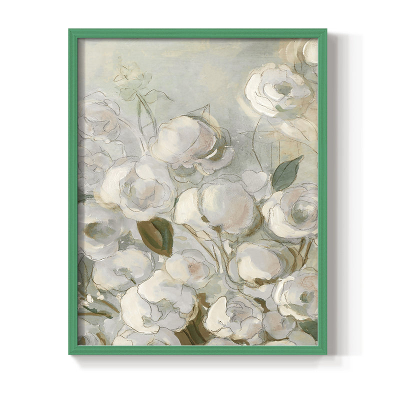 «Moonlit Climbing Roses I», reproduction encadrée - bois massif, Vert, H 10 po x l 8 po