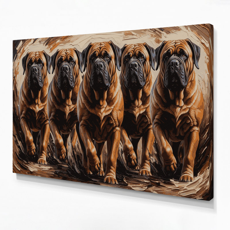 «Dogs Mastiff», art mural sur toile noire, H 11 po x l 14 po