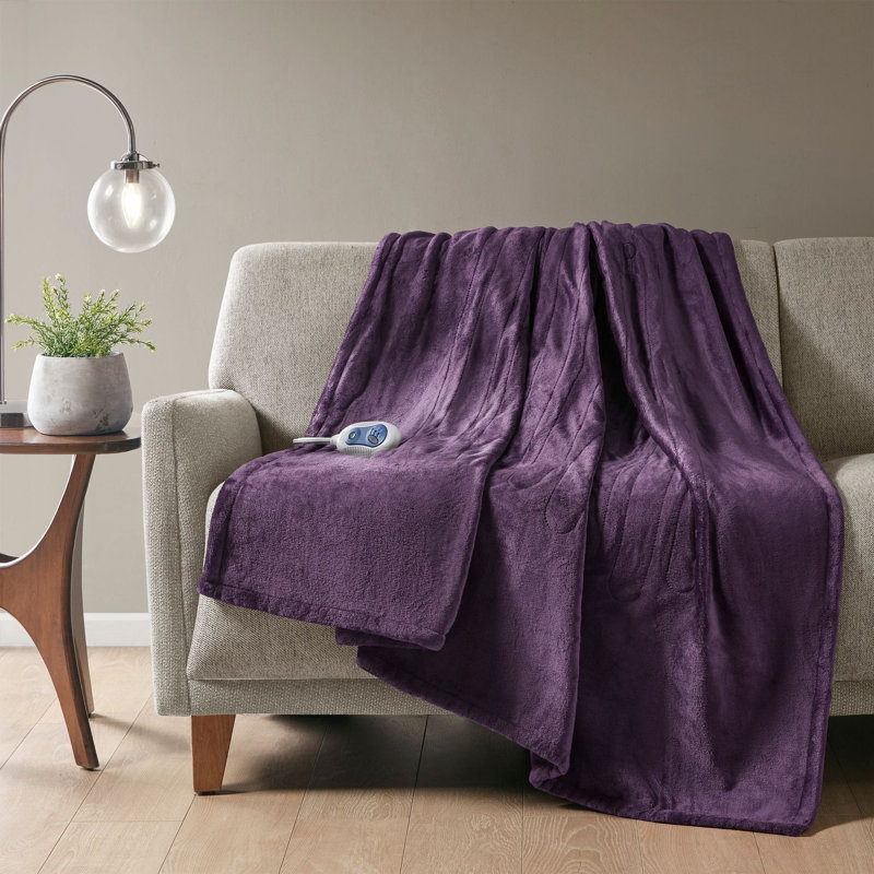 Jeté chauffant en peluche surdimensionné, Mauve