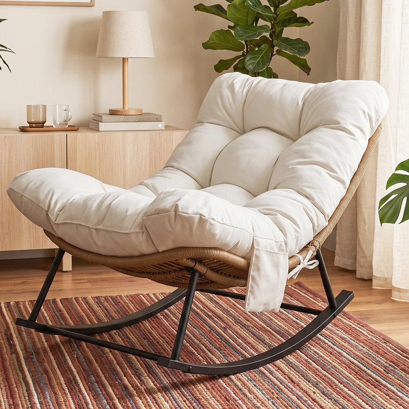 Fauteuil à bascule d'extérieur avec coussin