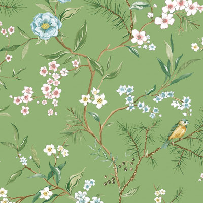 Rouleau de papier peint adhésif non tissé de qualité supérieure 30,75 pieds carrés Green Woodland