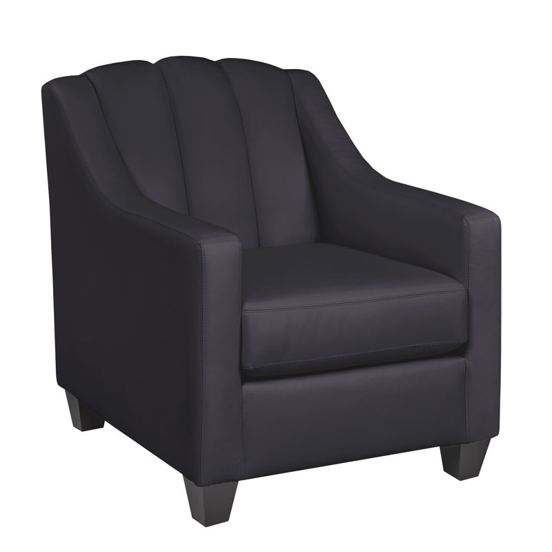 Fauteuil Canvey, Cuir véritable noir