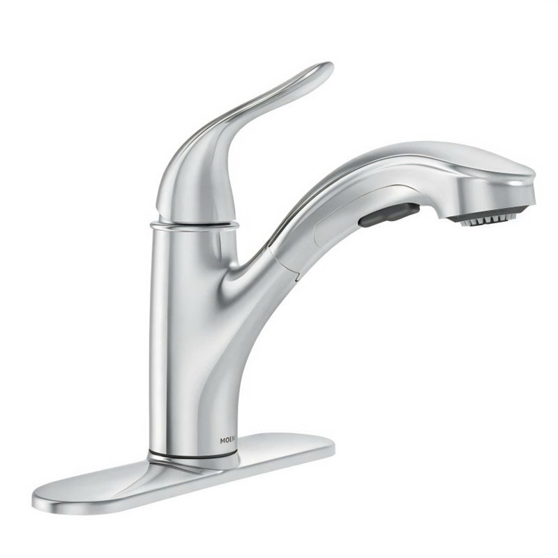 Moen Brecklyn Single-Handle Pull-Out Sprayer Kitchen Faucet with Power Clean in Spot Resist Stainless, Stainless Steel