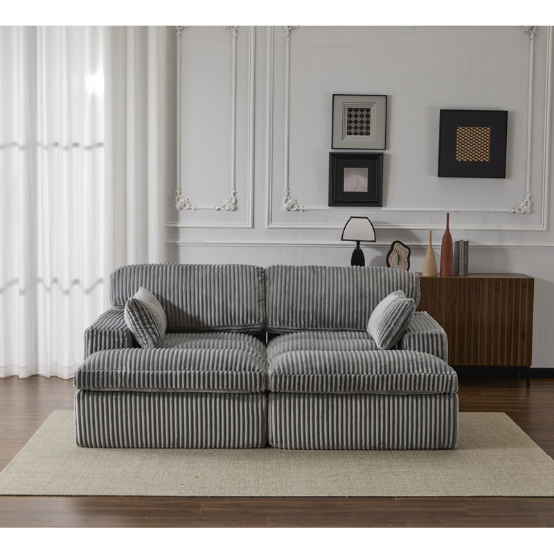 Double méridienne intérieure, canapé-lit rembourré surdimensionné pour l'intérieur, canapé de luxe à assise profonde, sans assemblage requis, gris