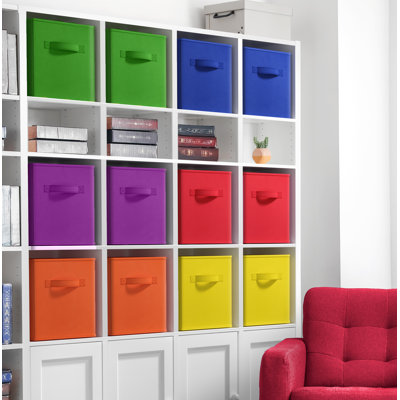 Bacs de rangement Sorbus 11 po - cubes de rangement pliables en tissu avec poignées, paquet de 12 - arc-en-ciel profond