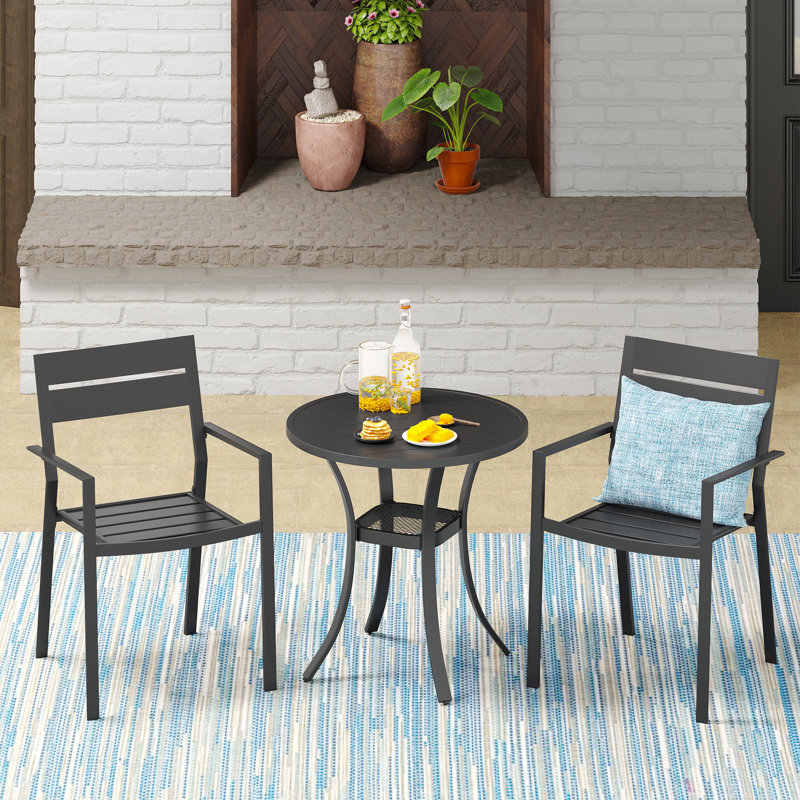 Rares 2 - Person Patio Dining Set with Round Table, Black