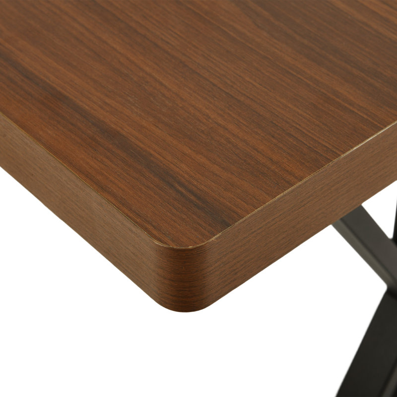 63" Rectangular Dining Table for 4-6, MDF Top Kitchen & Dining Table with Metal Base, Rustic Brown
