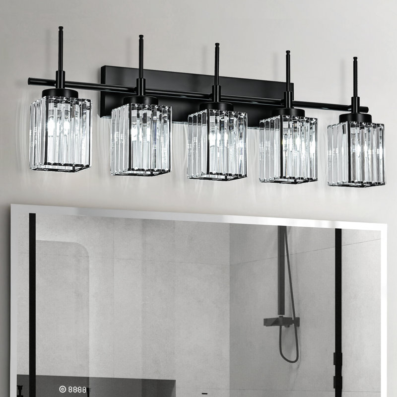 Edgars Modern Crystal Dimmable Vanity Light, Black, 5