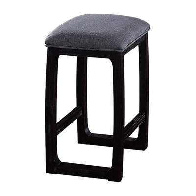 Tabouret de comptoir de hauteur rustique avec siège rembourré gris - chambre à coucher et repose-pieds