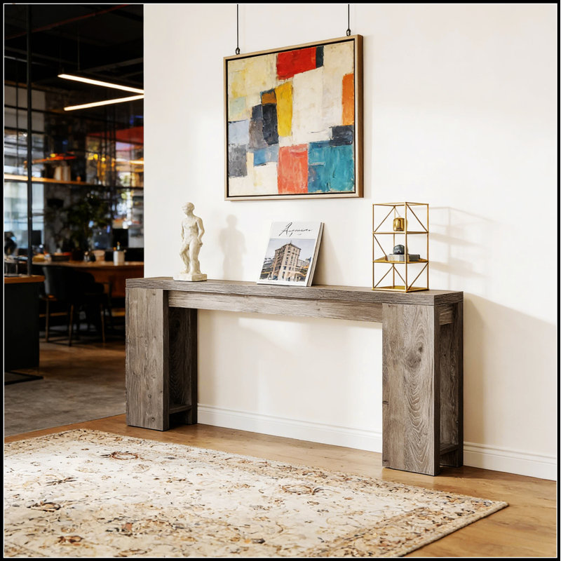 Table d'entrée en bois, console, table d'appoint avec surface spacieuse et design élégant pour les intérieurs modernes, Grey