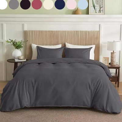 Housse de couette grise pour très grand lit, mélange de coton à aspect de nuage, coutures renforcées effilochées, boulochage après plusieurs lavages, disponible en différentes tailles, impression à base de plantes assurant et respirant