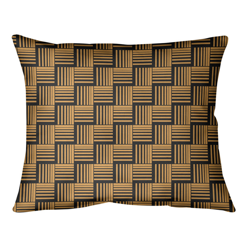 Coussin lombaire à rayures classiques Baskettressées, H 10 po x l 14 po, Orange/gris, Duvet/plume