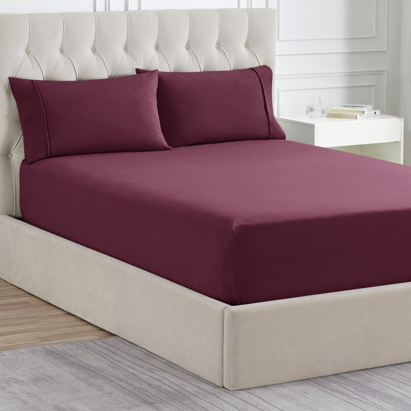 Drap-housse en flanelle de couleur unie avec draps intégrés par Sweet Home Collection, Drap-housse grand, Rouge