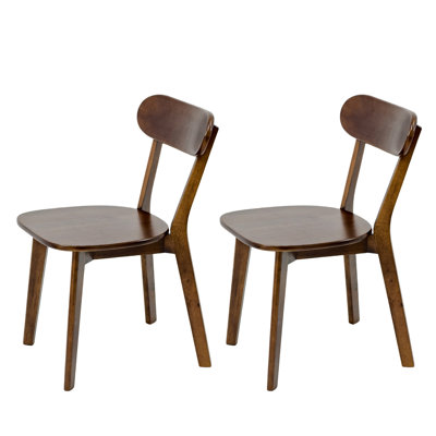 100% Natural Solid Wood Dining Chairs Set Of 2, Mid Century Modern Dining Chairs With Curved Backrest, Kitchen Chair With Adjustable Foot Pads For Dining Room, Kitchen, Living Room, Study, Walnut