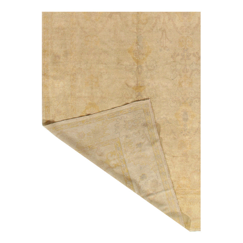 Tapis unique noué à la main ivoire / gris 6 pi 9 po x 14 pi Ashkin