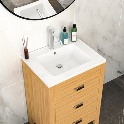 23.08" X 18.22" Rectangular Vanity Top, White, 1 Faucet Hole, Overflow, High - Temperature Ceramic, Stain , Non Porous Surface, Ample Bathroom Storage, Low Water Absorption Practical Design