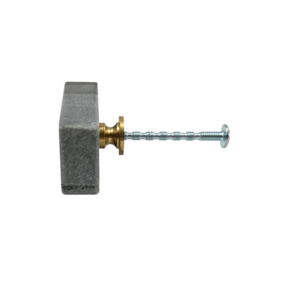 Set of Six Gray Stone Rectangular Drawer Pull Knobs