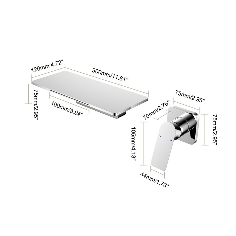 Robinet de lavabo de salle de bain style cascade - fabriqué en laiton de haute qualité, simple pour faciliter la modification de la température et du débit de l'eau, pour optimiser l'espace du comptoir, 11,45 po Profondeur, 4,89 largeur, 16,48 hauteur,