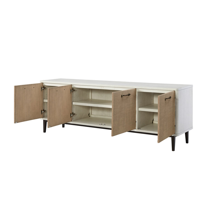 Vanilla - Toned 80 Inch Console With European Soft Closing Hinges For Silent Door Functionality, Three Interior Compartments Adjustable Shelves Versatile Storage Solutions, And A Two Tone Finish Wood