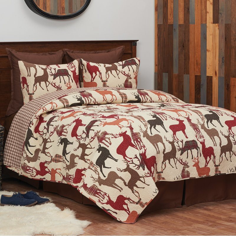 Colton King Brown Cotton Reversible Quilt Set