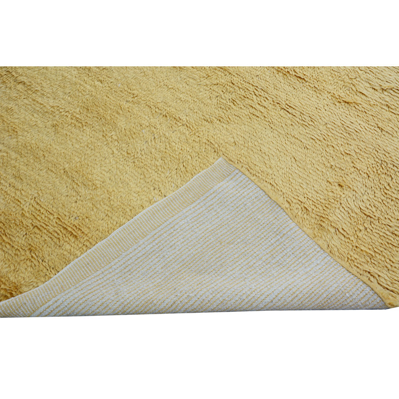 Wool Area Rug in Gold, Rectangle 2' x 3', No Pattern and Not Solid Color
