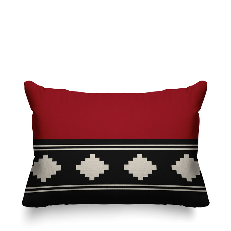 Coussin intérieur / extérieur Ector Southwestern, Rouge
