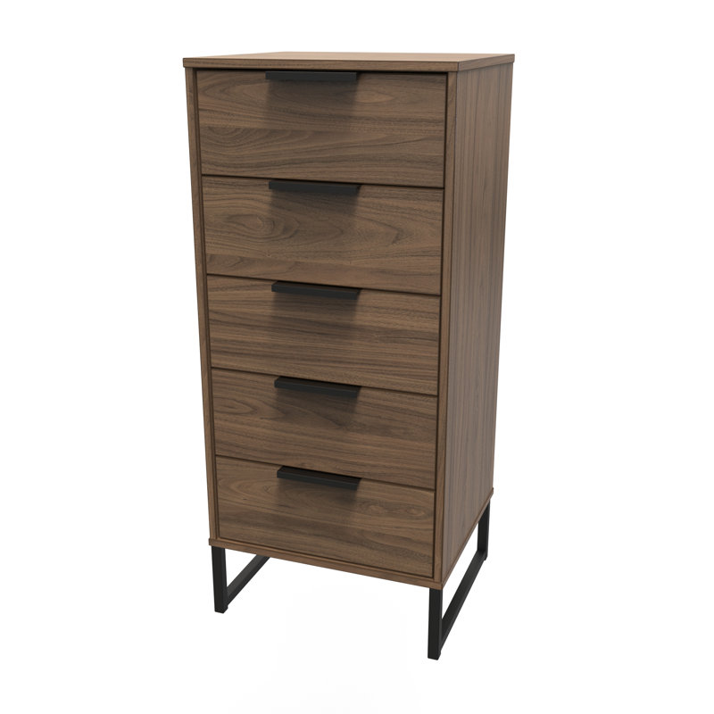 Turah 45cm W Manufactured Wood Bedside Table, Carini Walnut