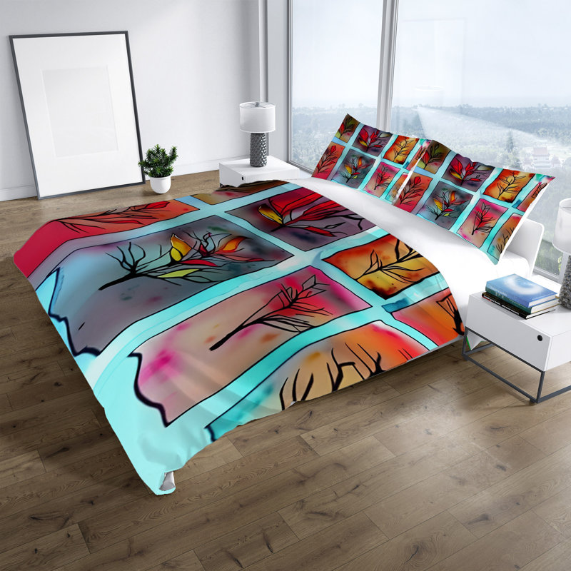 Polyester Abstract Duvet Cover, King Duvet Cover + 2 King Shams