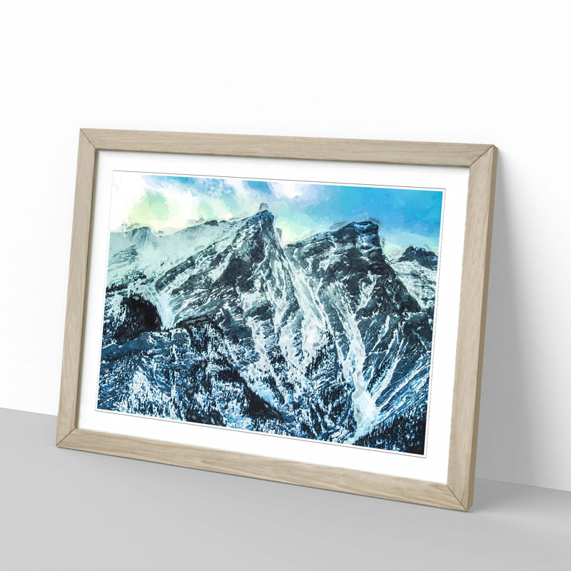 Mountain Tops in Canada in Abstract - Picture Frame Graphic Art Print, 27cm H x 36cm W x 2cm D, Oak Framed